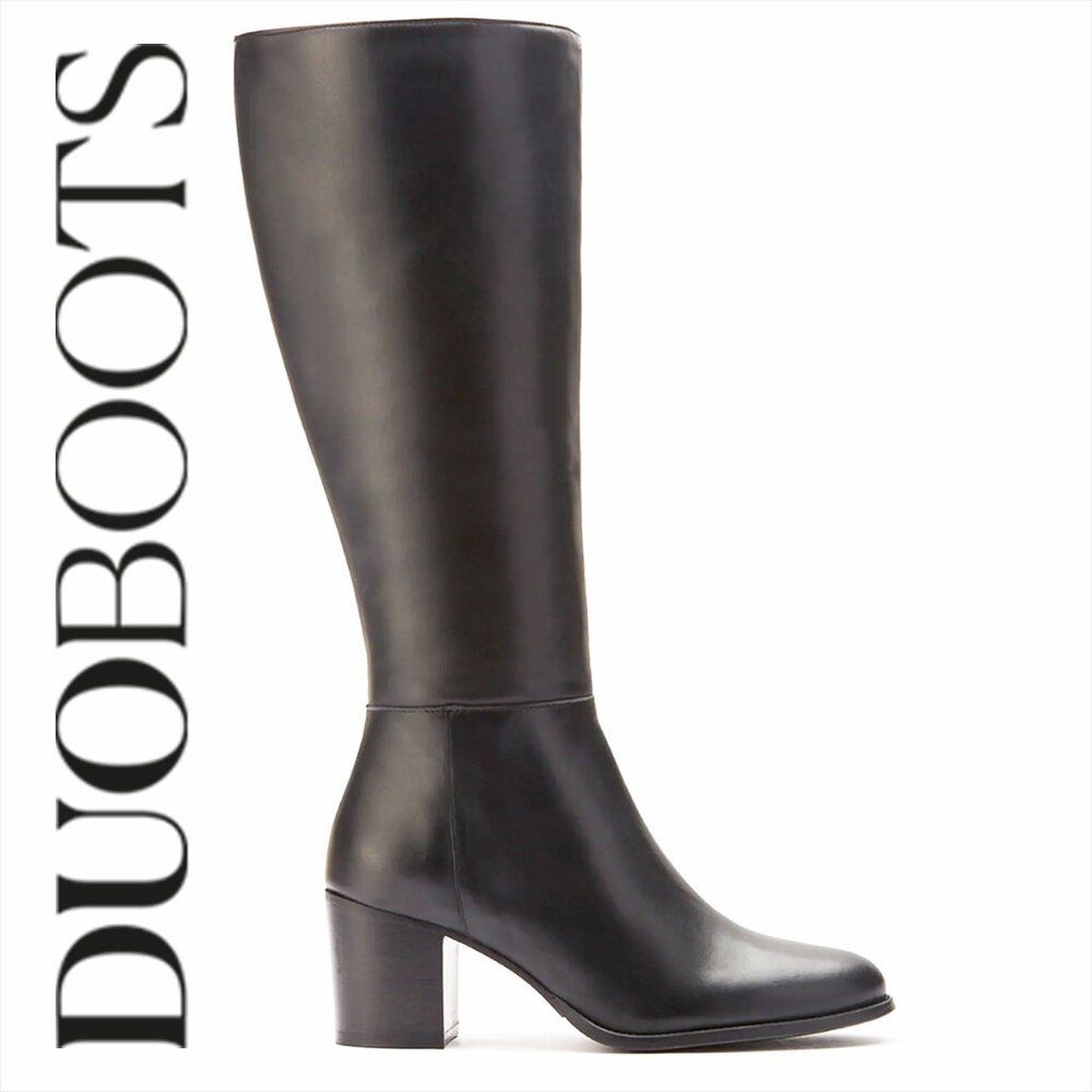 Duo Boots, Wide Calf / 44 cm,  Dalia Standard Knee High Boots, Black, Sz 6.5 US